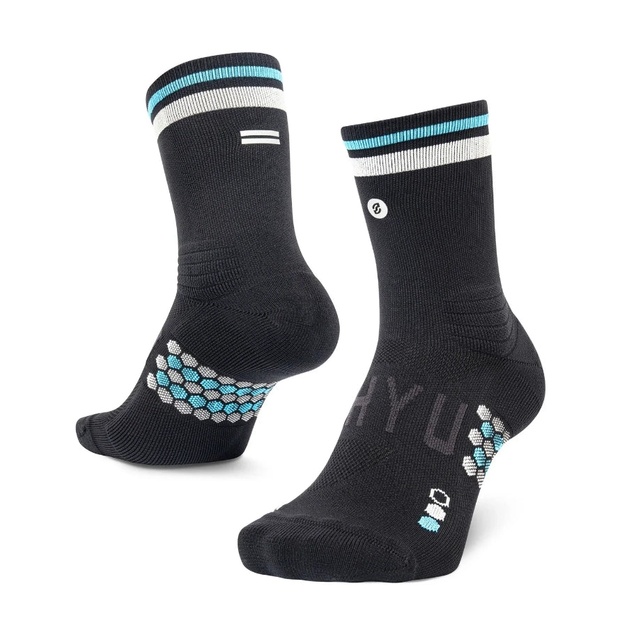 SHYU Racing Socks - Half Crew - Black/ Slate/ Blue
