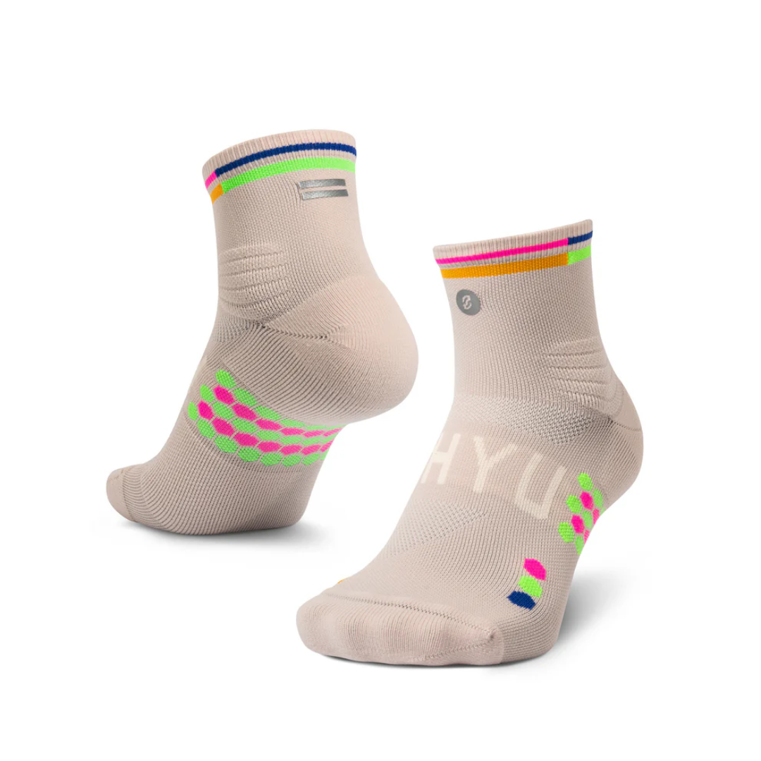 SHYU Racing Socks - Quarter Crew - Goat/Sunrise/Peacock