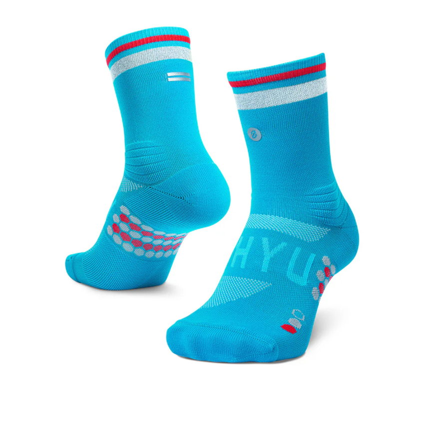 SHYU Racing Socks - Half Crew - Sapphire/Chrome/Red