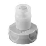 White plastic component with a brand logo on a white background