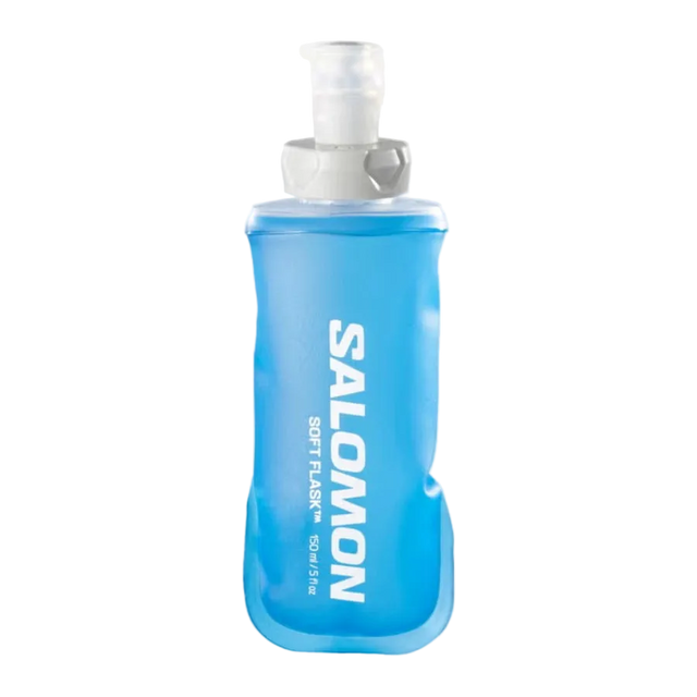 Blue Salomon soft flask on a white background