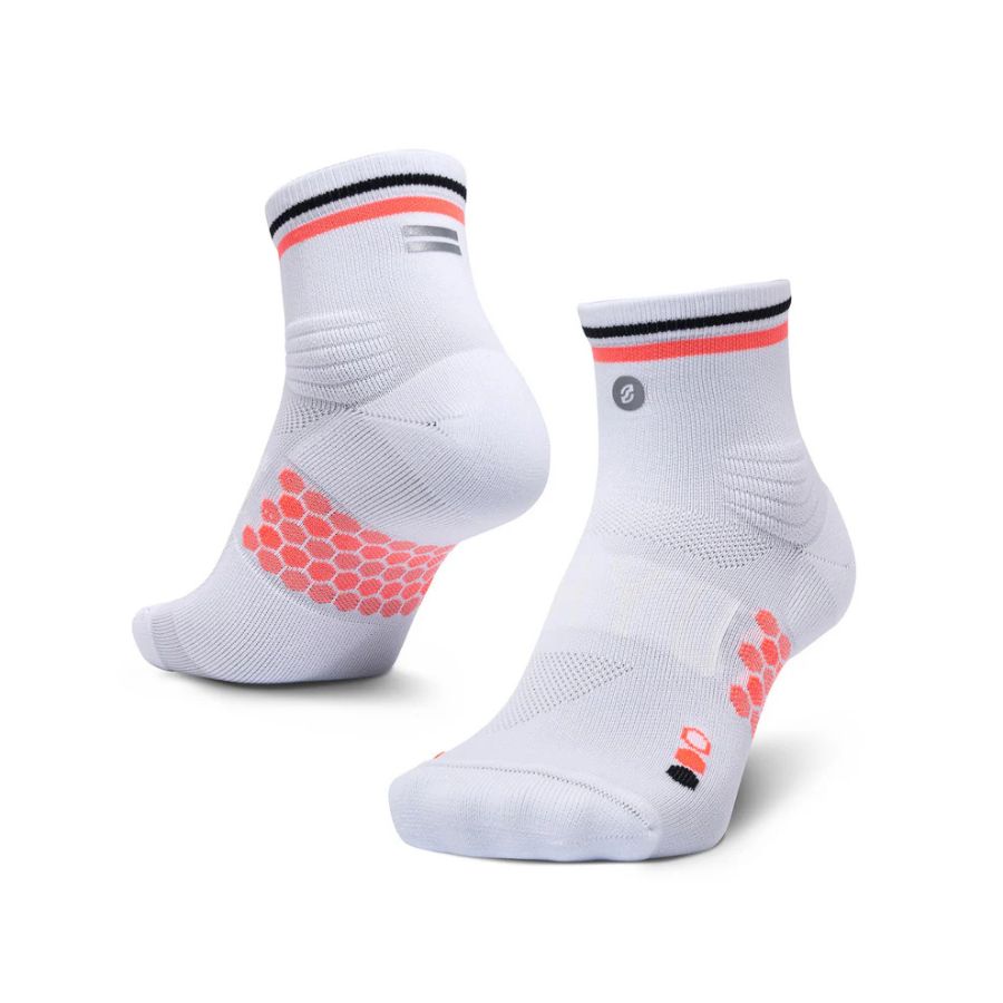 SHYU Racing Socks - Quarter Crew - White/Scarlet/Black