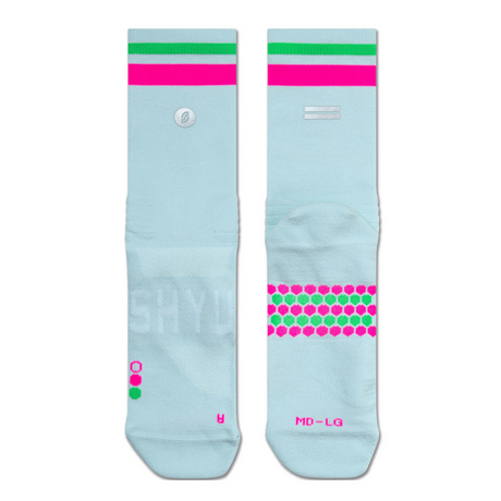SHYU Racing Socks - Half Crew - Foam/Pink/Green