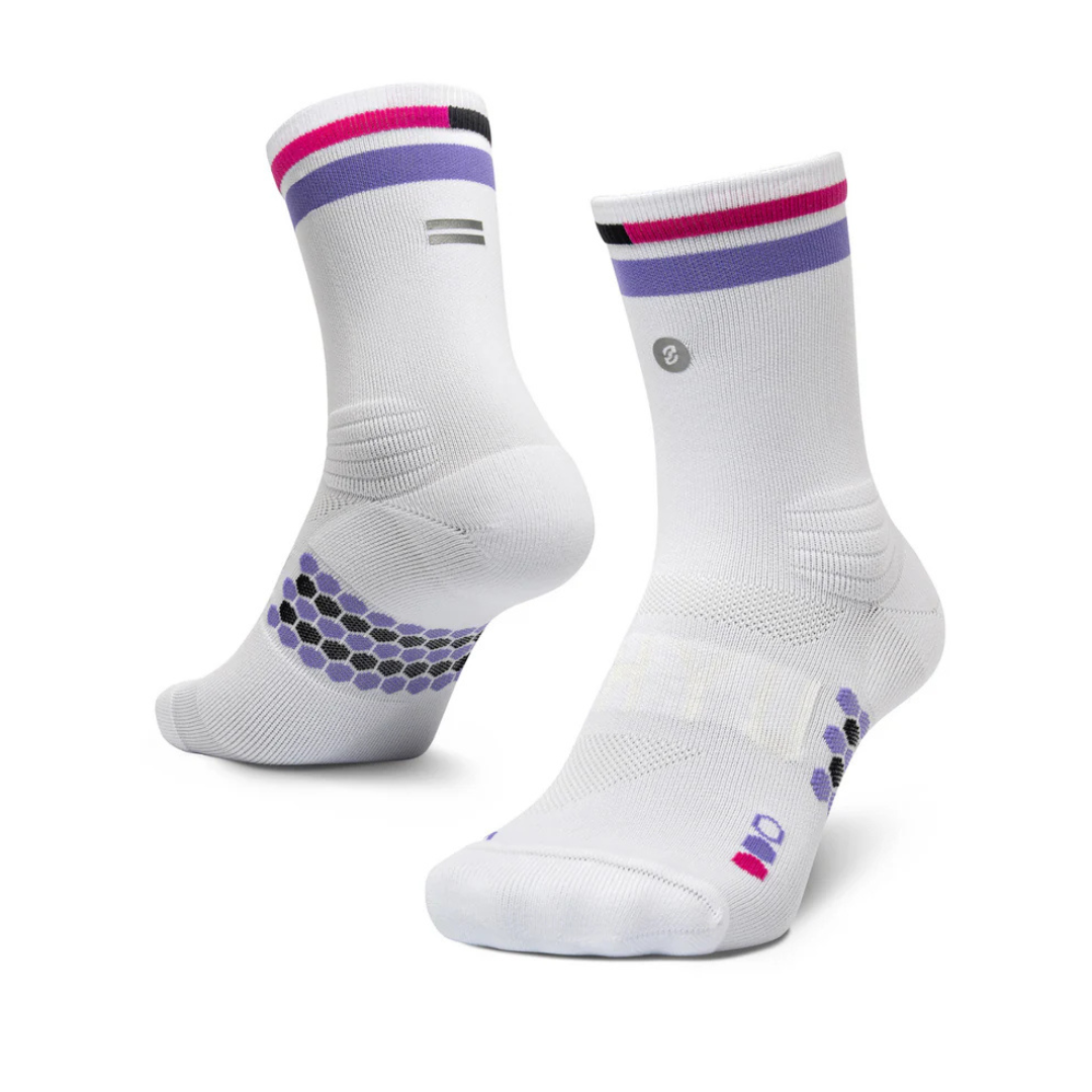 SHYU Racing Socks - Half Crew - White/Lavender/Magenta