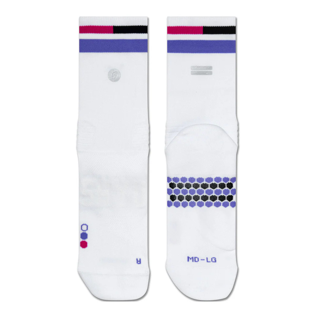 SHYU Racing Socks - Half Crew - White/Lavender/Magenta