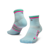SHYU Racing Socks - Quarter Crew - Foam/Pink/Green