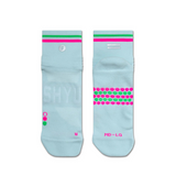SHYU Racing Socks - Quarter Crew - Foam/Pink/Green