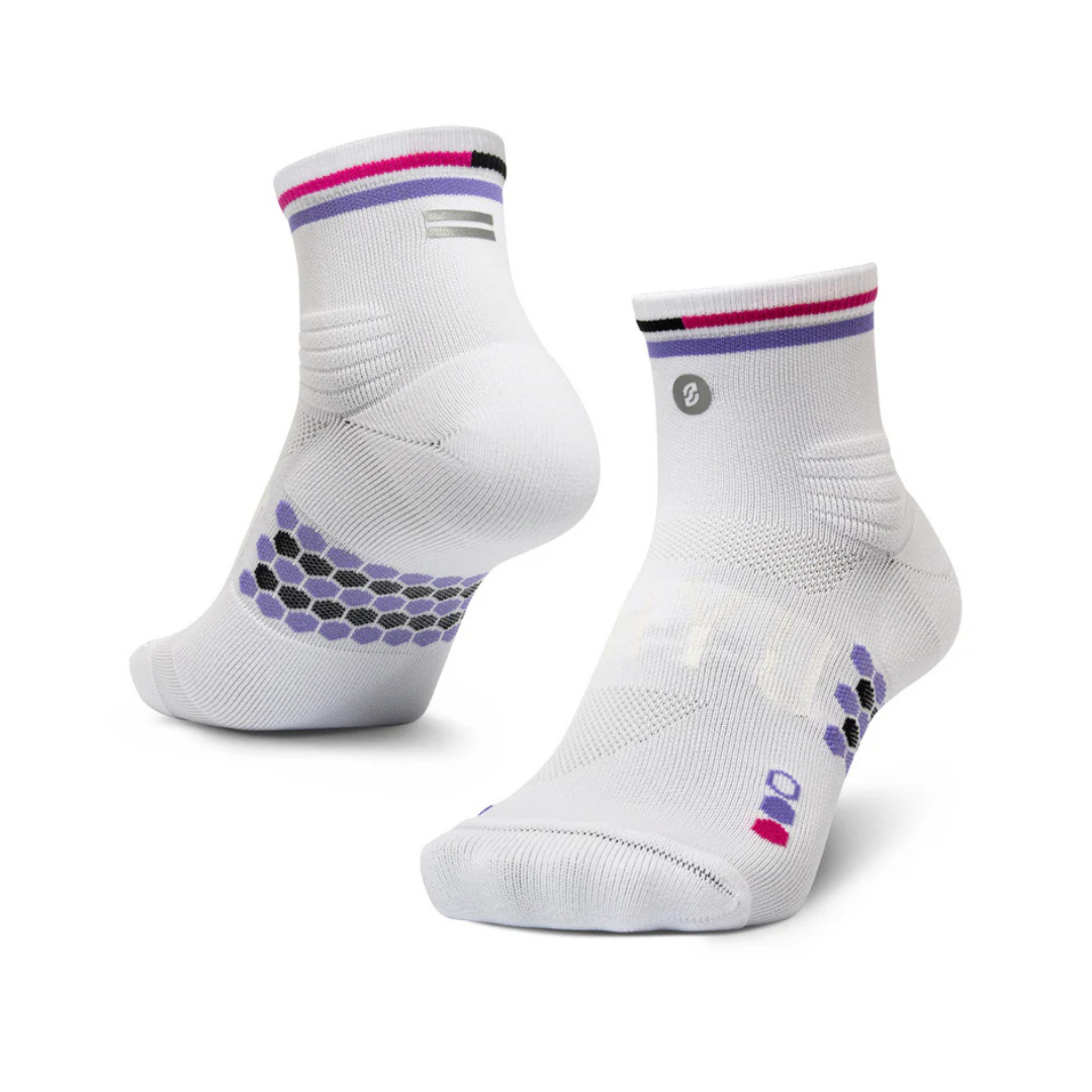 SHYU Racing Socks - Quarter Crew - White/Lavender/Magenta