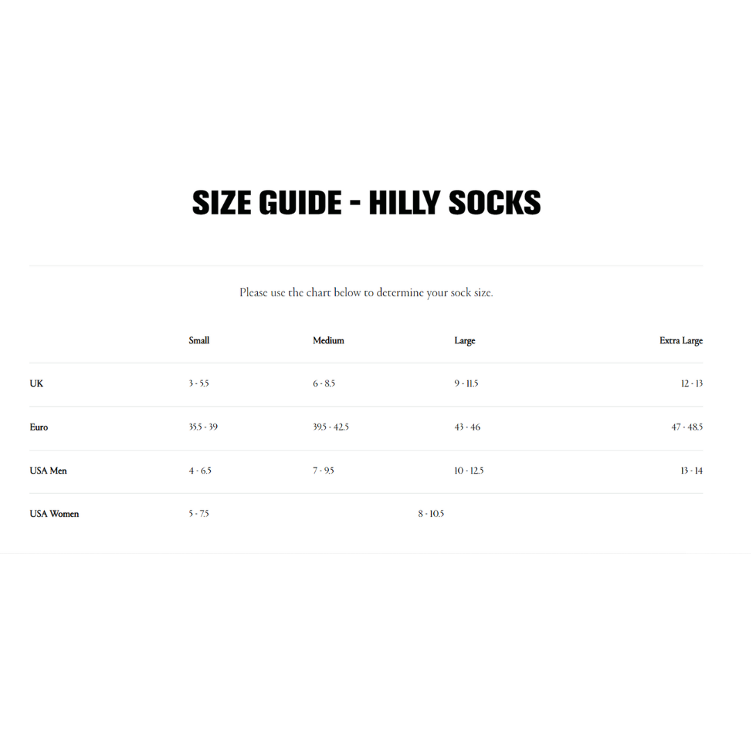 hilly socks size chart 7679c777 0a6f 4851 8143 305d62028ee1