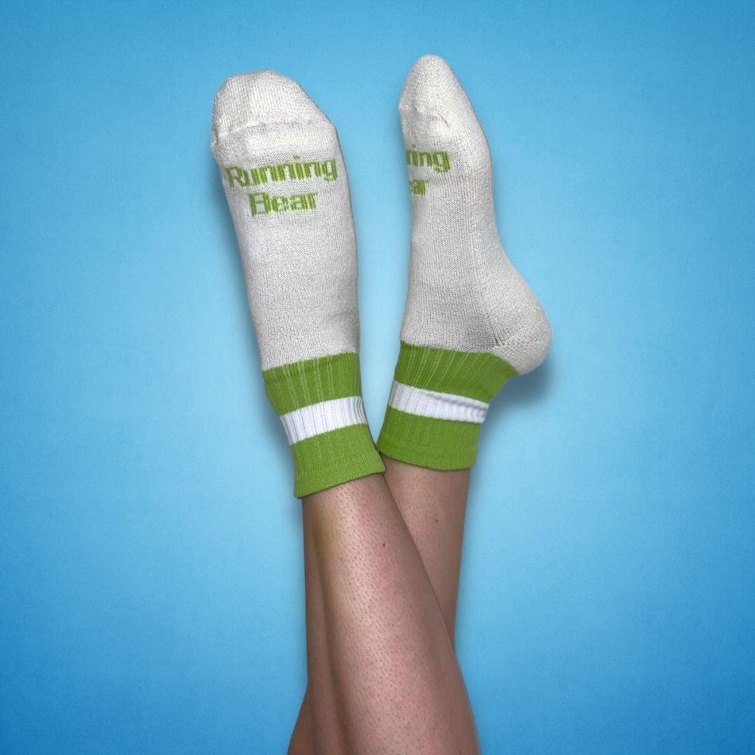 Running Bear Socks Lime & White